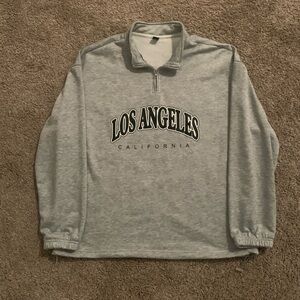 Letter Graphic Quarter-Zip Drop Shoulder Loose Sweatshirt